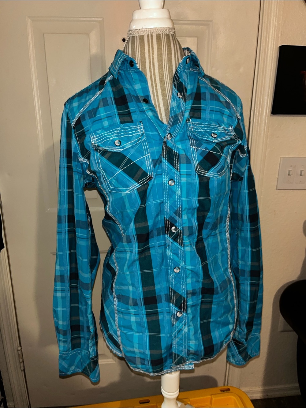 BKE Blue Plaid Shirt